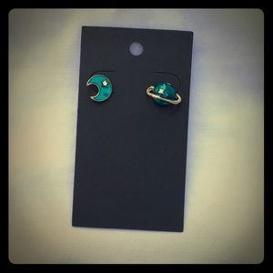 Moon star space earrings